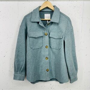 Avec Les Filles Women’s Small Blue Gray Boyfriend Button Down Shacket Jacket